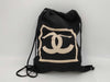 CHANEL Knapsack Sportline Big Coco Mark Cotton Black Beige Rucksack Series 8 Rucksack