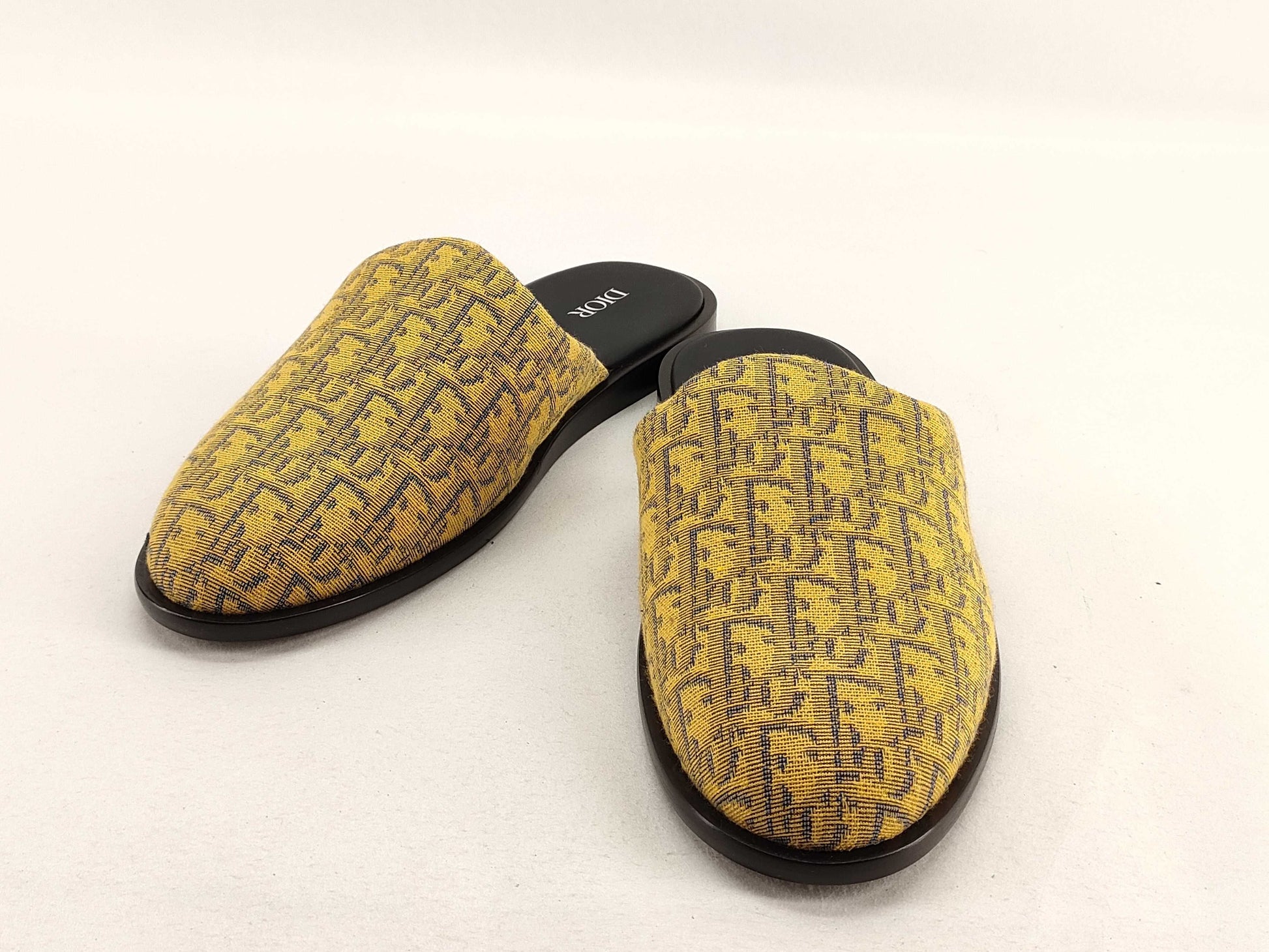 Dior Trotter Mule Sandals Oblique Canvas Yellow #42 Sandals