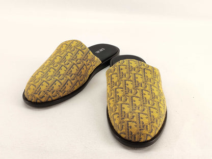 Dior Trotter Mule Sandals Oblique Canvas Yellow #42 Sandals