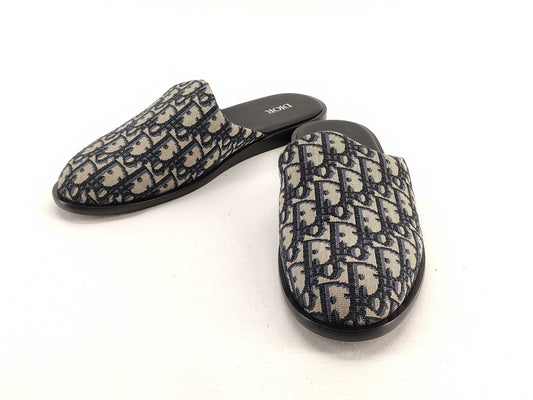 Dior Trotter Mule Sandals Oblique Canvas Navy #42 Sandals