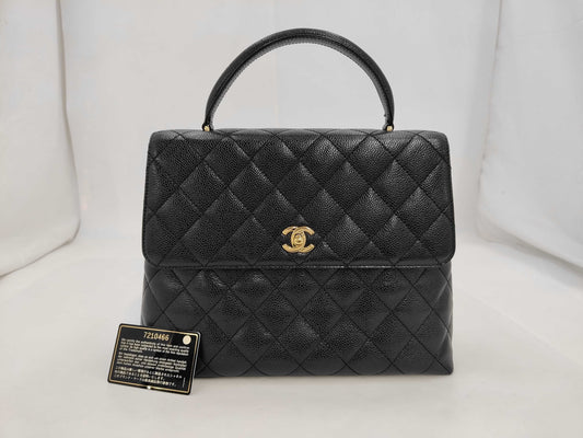 CHANEL Caviar Skin Top Handle Tote Bag