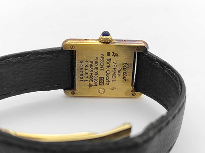 Cartier Vermeil Mast Tank 164871 5057001 Quartz Trinity Dial Women's Watch