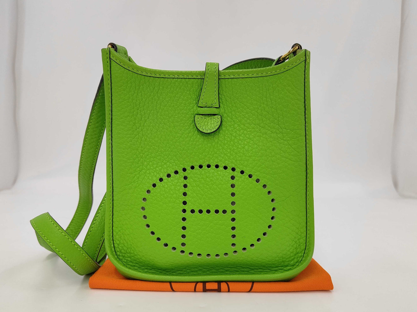 HERMES Bag Evelyn TPM Green Tryon Clemence GD Fittings □G Engraved Shoulder Bag