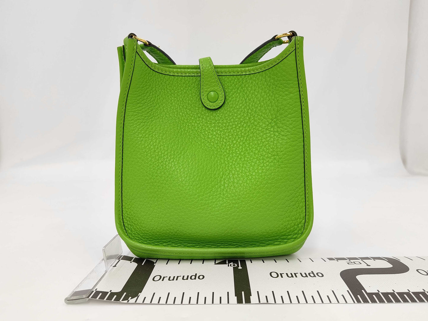 HERMES Bag Evelyn TPM Green Tryon Clemence GD Fittings □G Engraved Shoulder Bag
