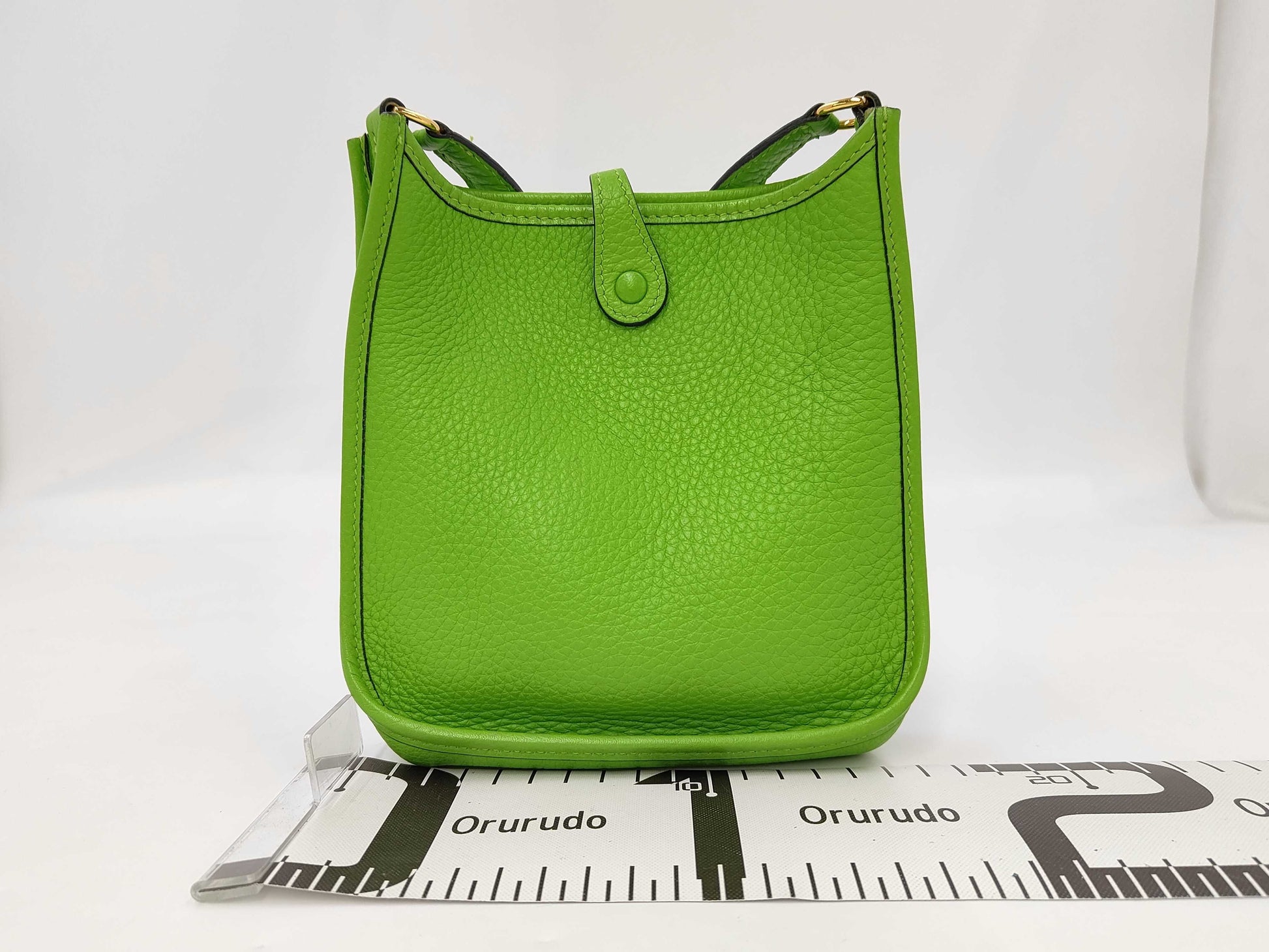 HERMES Bag Evelyn TPM Green Tryon Clemence GD Fittings □G Engraved Shoulder Bag