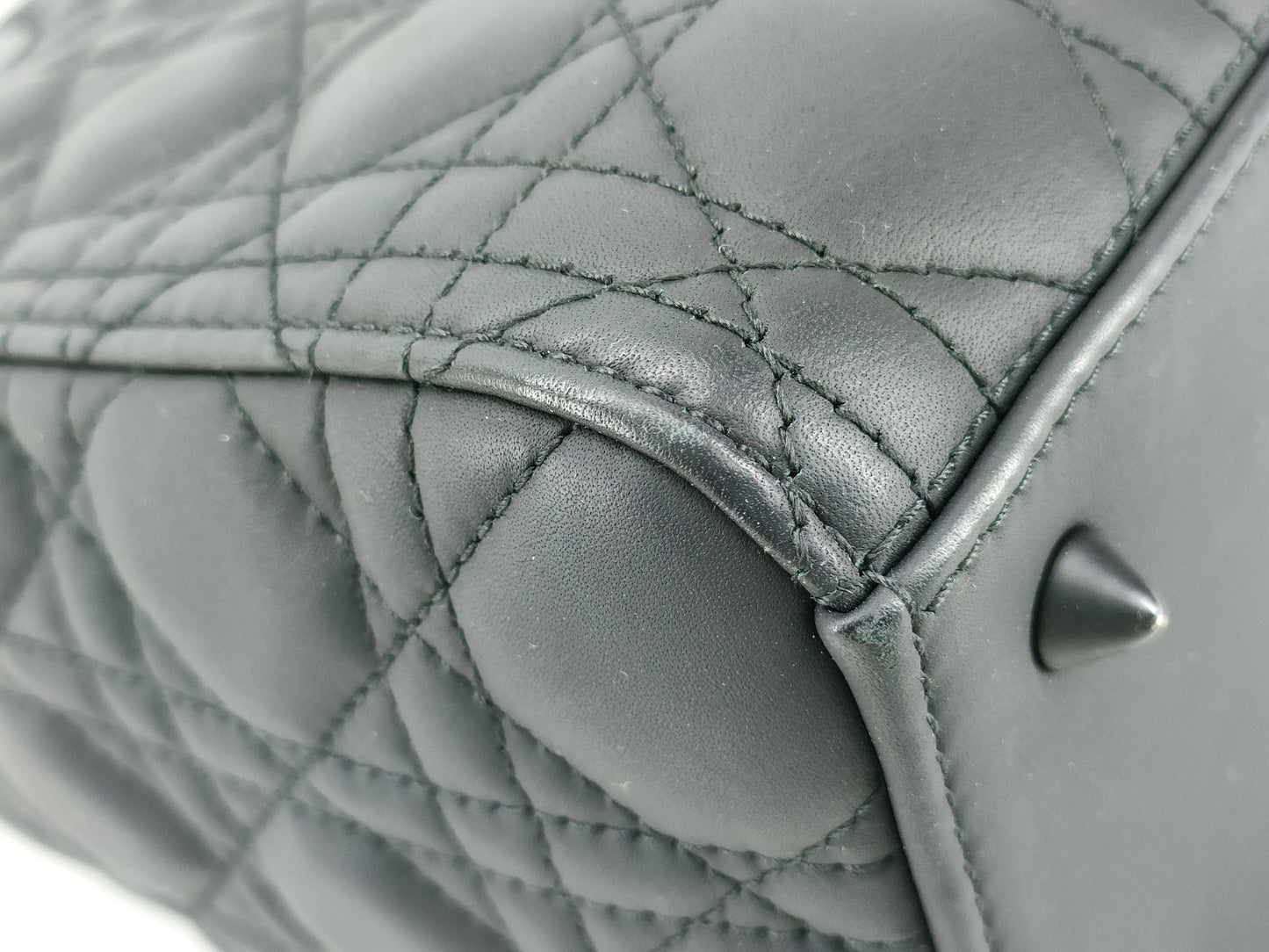 Dior Lady Dior Lady Dior Matte Black Mini 2-Way Handbag Lambskin Cannage Accessories: Shoulder Strap Handbag