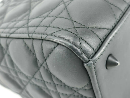 Dior Lady Dior Lady Dior Matte Black Mini 2-Way Handbag Lambskin Cannage Accessories: Shoulder Strap Handbag