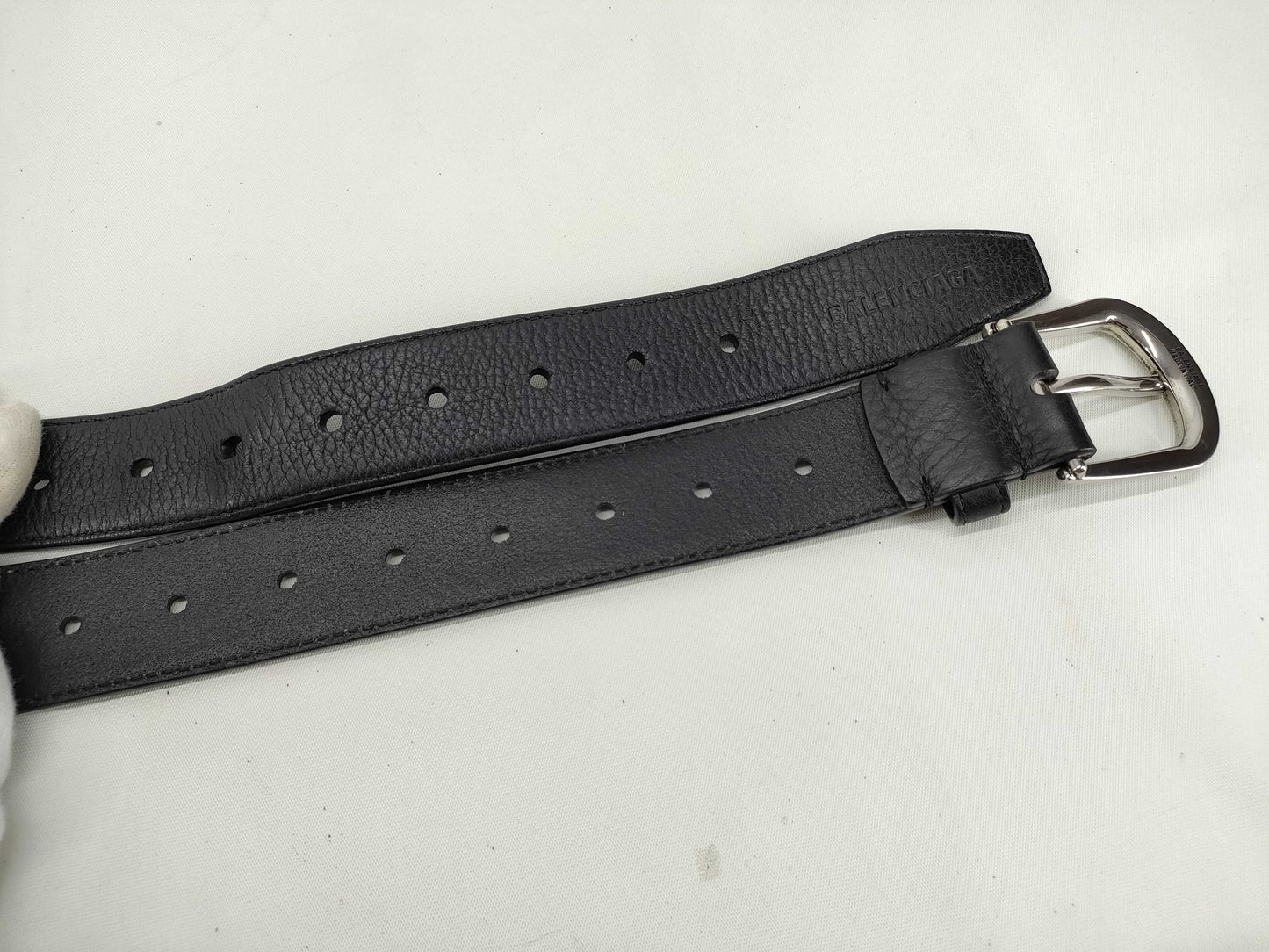 BALENCIAGA Leather Belt 76614 Black Accessories: Box Storage Bag Belt