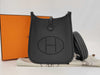 HERMES Evelyn TPM Black Trial Clemence SV Hardware W Engraved Shoulder Bag