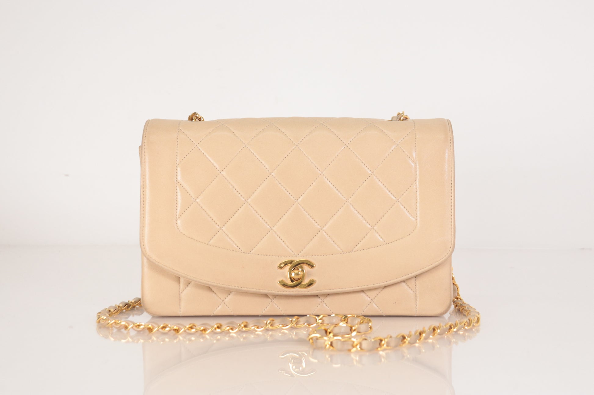 CHANEL Diana 25 Lam 2nd Beige Shoulder Bag