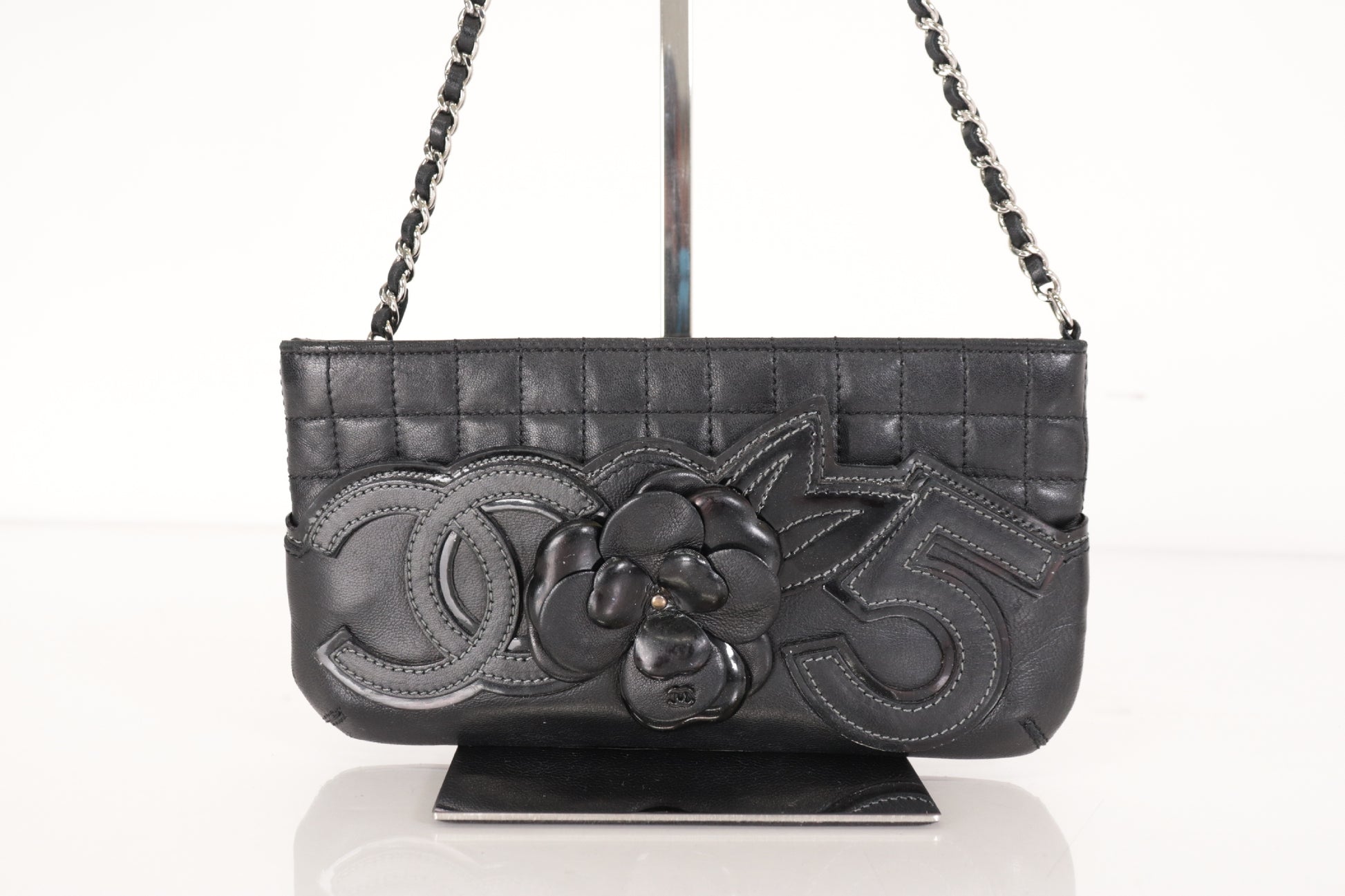 CHANEL Camellia Chocolate Bar Lamb Mini Chain Shoulder SV Hardware 10th Series Shoulder Bag