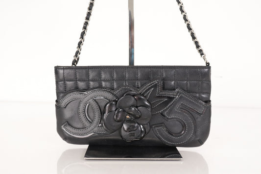 CHANEL Camellia Chocolate Bar Lamb Mini Chain Shoulder SV Hardware 10th Series Shoulder Bag