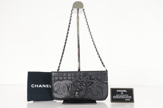 CHANEL Camellia Chocolate Bar Lamb Mini Chain Shoulder SV Hardware 10th Series Shoulder Bag