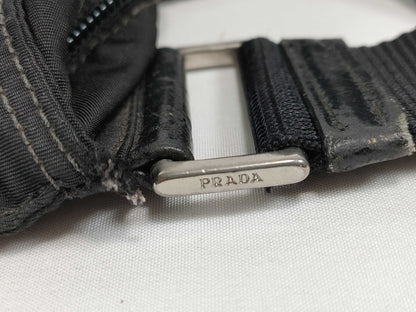 PRADA Nylon Nylon Black Triangle Logo Plate No Gusset White Tag Zipper: LAMPO Shoulder Bag