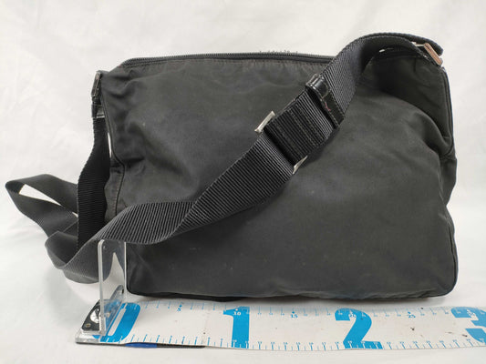 PRADA Nylon Nylon Black Triangle Logo Plate White Tag Zipper: LAMPO Shoulder Bag