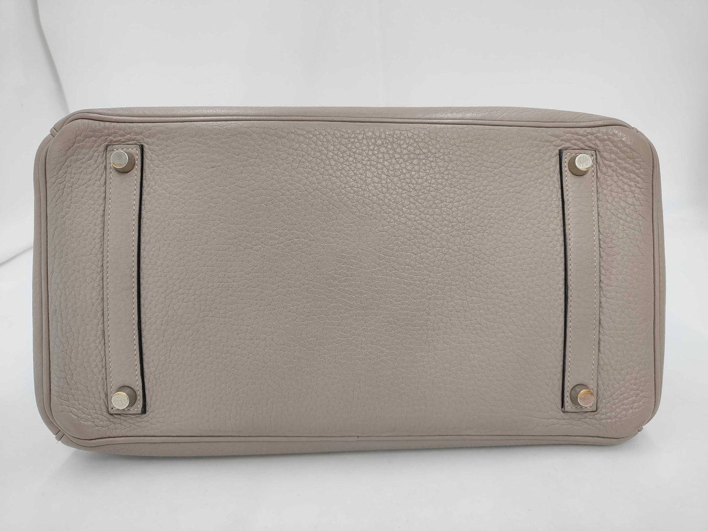 HERMES Birkin 35 Tourtiere Gray Handbag with E Stamp and Silver Hardware