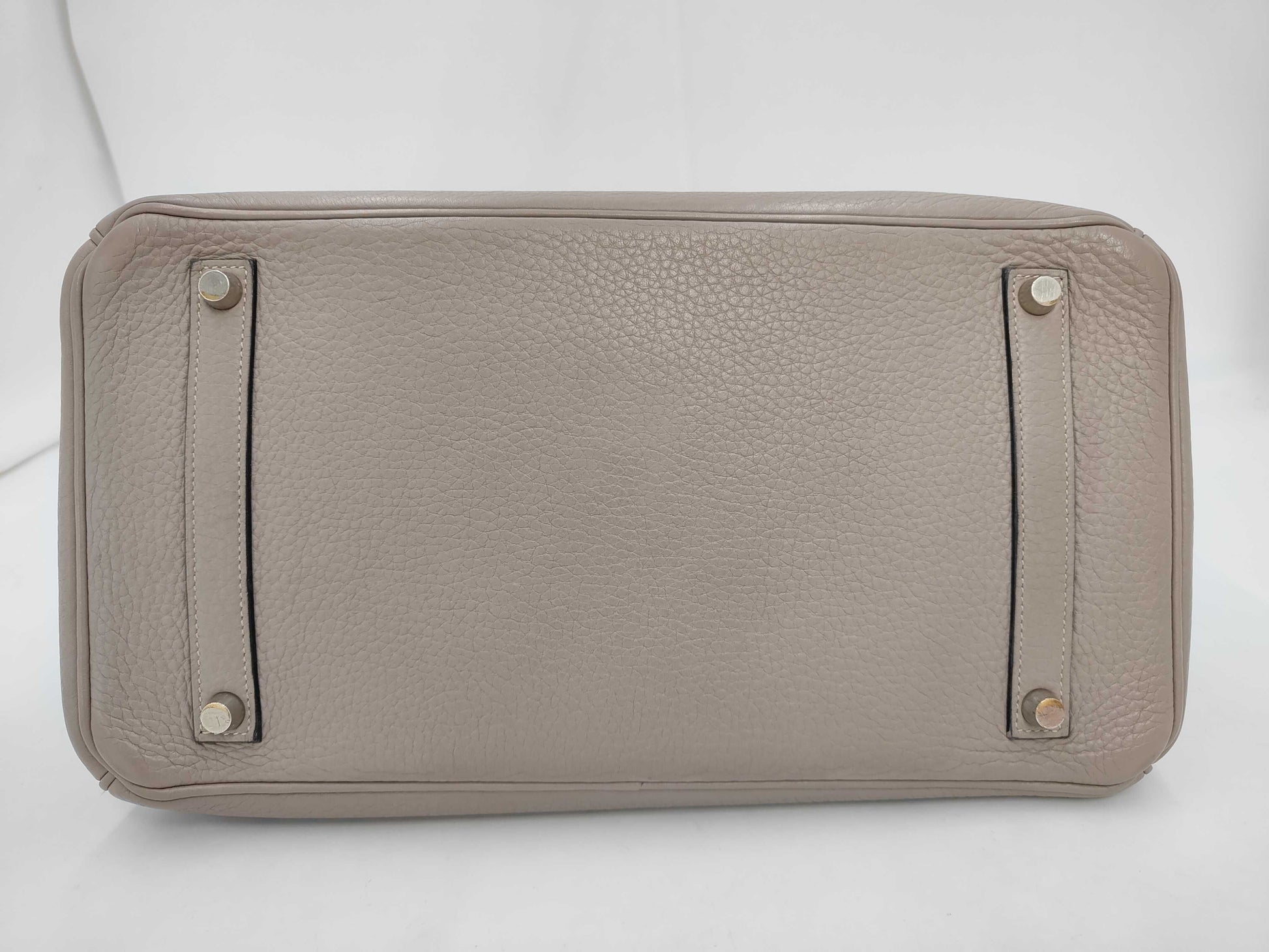 HERMES Birkin 35 Tourtiere Gray Handbag with E Stamp and Silver Hardware