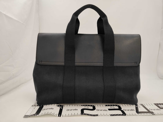 Hermes Valparaiso MM Canvas x Leather Black SV Fittings Tote Bag