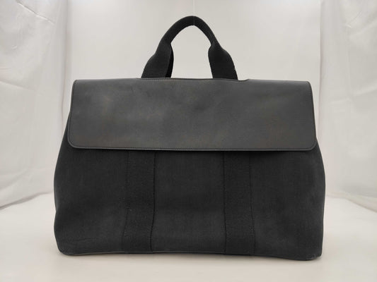 Hermes Valparaiso MM Canvas x Leather Black SV Fittings Tote Bag