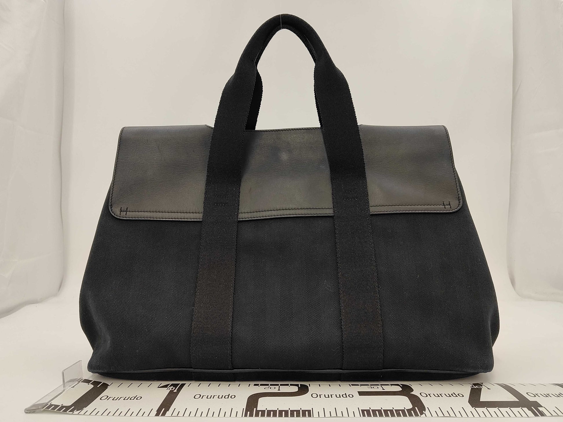 Hermes Valparaiso MM Canvas x Leather Black SV Fittings Tote Bag