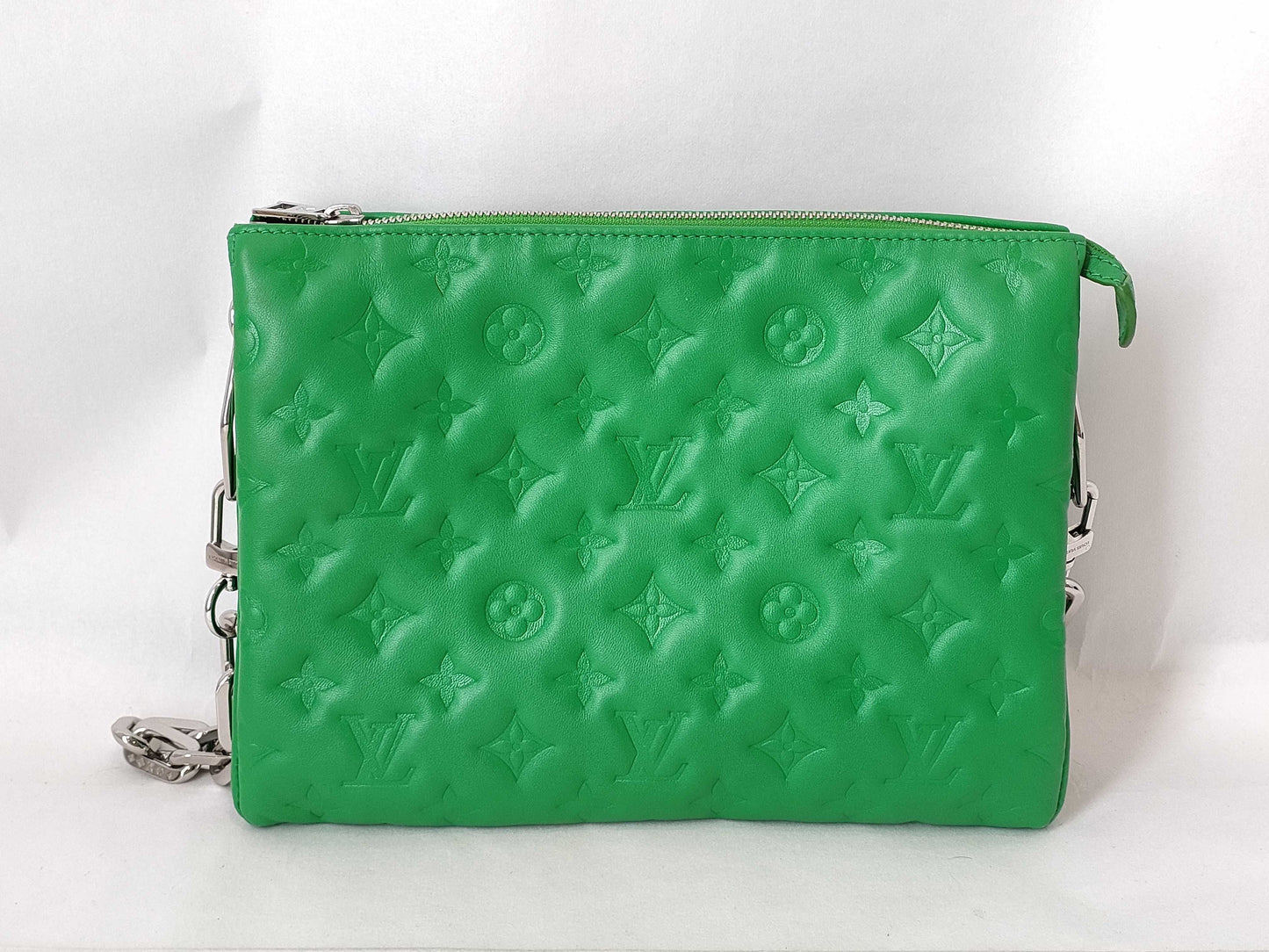 LOUIS VUITTON Monogram Embossed Coussin PM Lamb Leather Green M57936 RFID Shoulder Bag