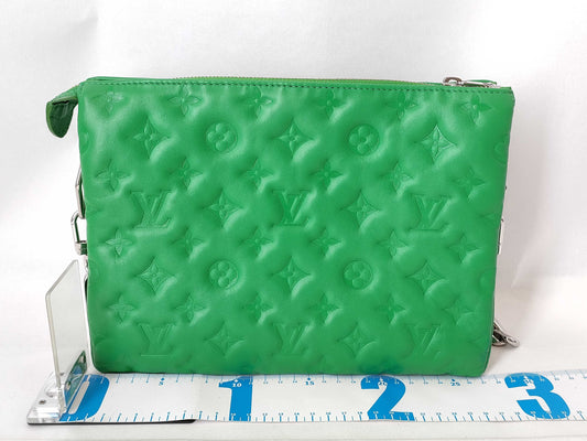 LOUIS VUITTON Monogram Embossed Coussin PM Lamb Leather Green M57936 RFID Shoulder Bag