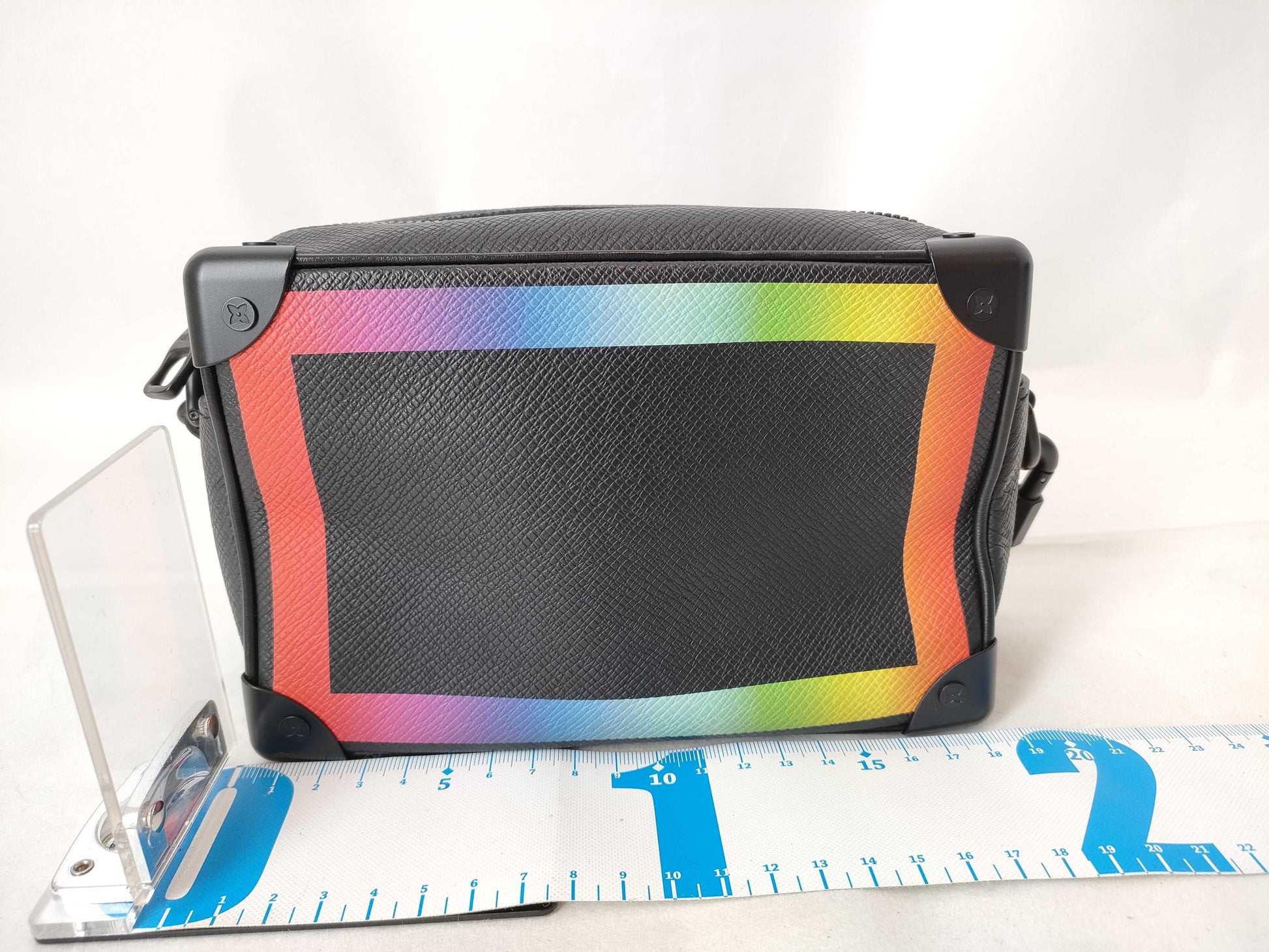 LOUIS VUITTON Taiga Mini Soft Trunk Mini Noir x Rainbow M30351 RFID Shoulder Bag
