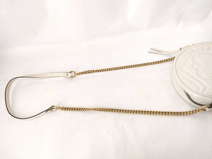 GUCCI GG Marmont Round Chain Shoulder Bag in Ivory Leather 