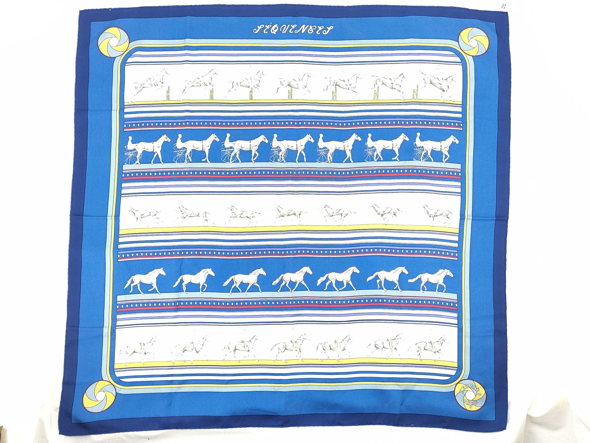 HERMES Carré Hermès Carré 90 SEQUENCES Silk Blue Multi Other Accessories