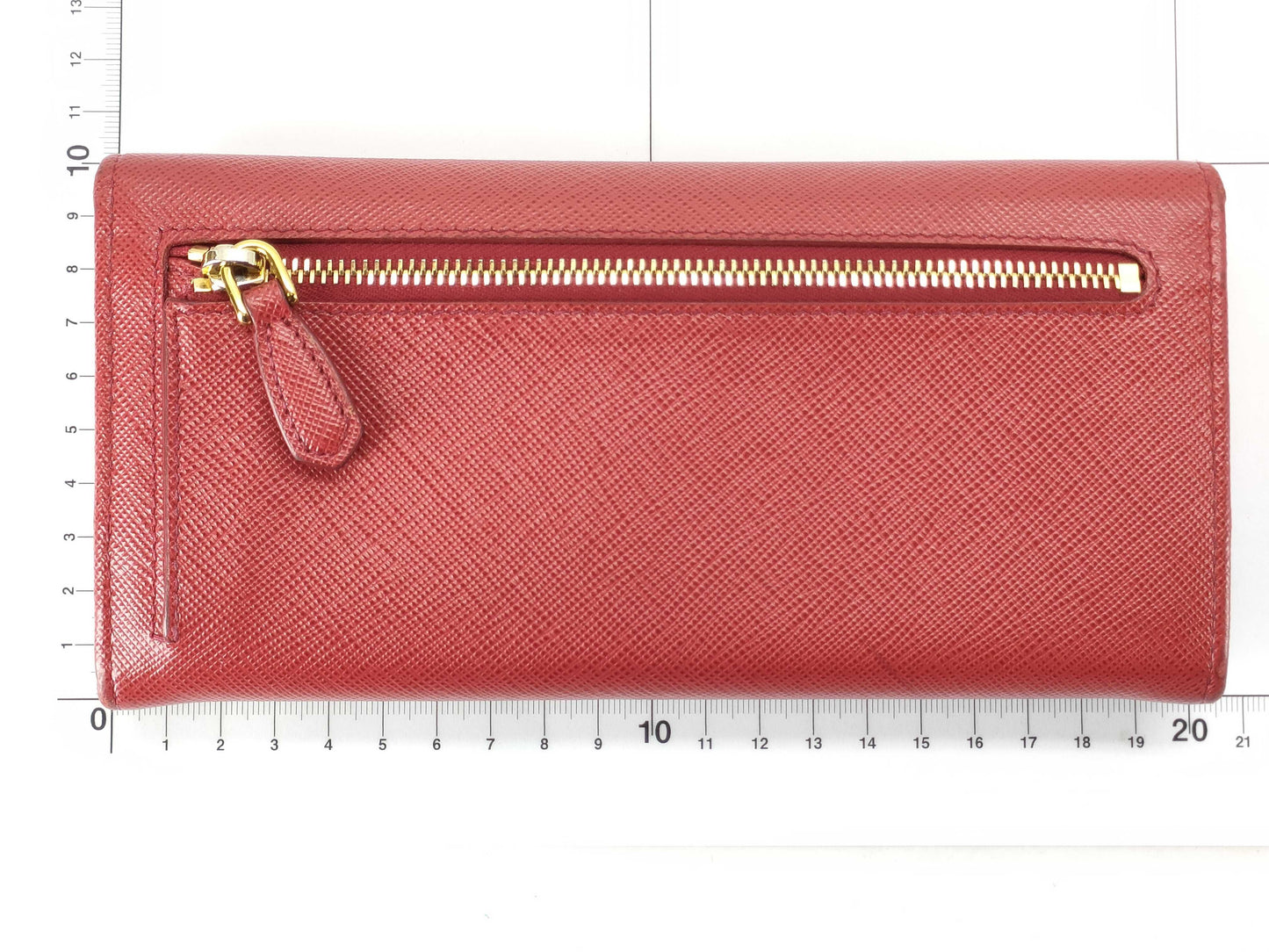PRADA Prada Logo Plate Long Wallet Leather Red Wallet