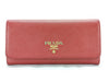 PRADA Prada Logo Plate Long Wallet Leather Red Wallet