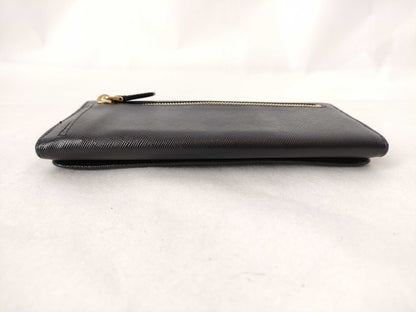 PRADA Prada Triangle Logo Plate Long Wallet Leather Black Wallet