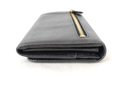 PRADA Prada Triangle Logo Plate Long Wallet Leather Black Wallet