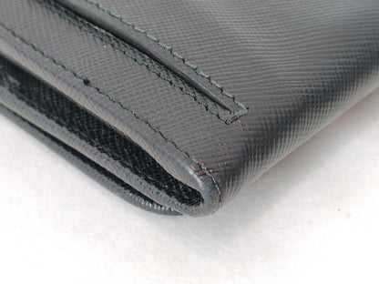 PRADA Prada Triangle Logo Plate Long Wallet Leather Black Wallet