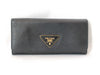 PRADA Prada Triangle Logo Plate Long Wallet Leather Black Wallet