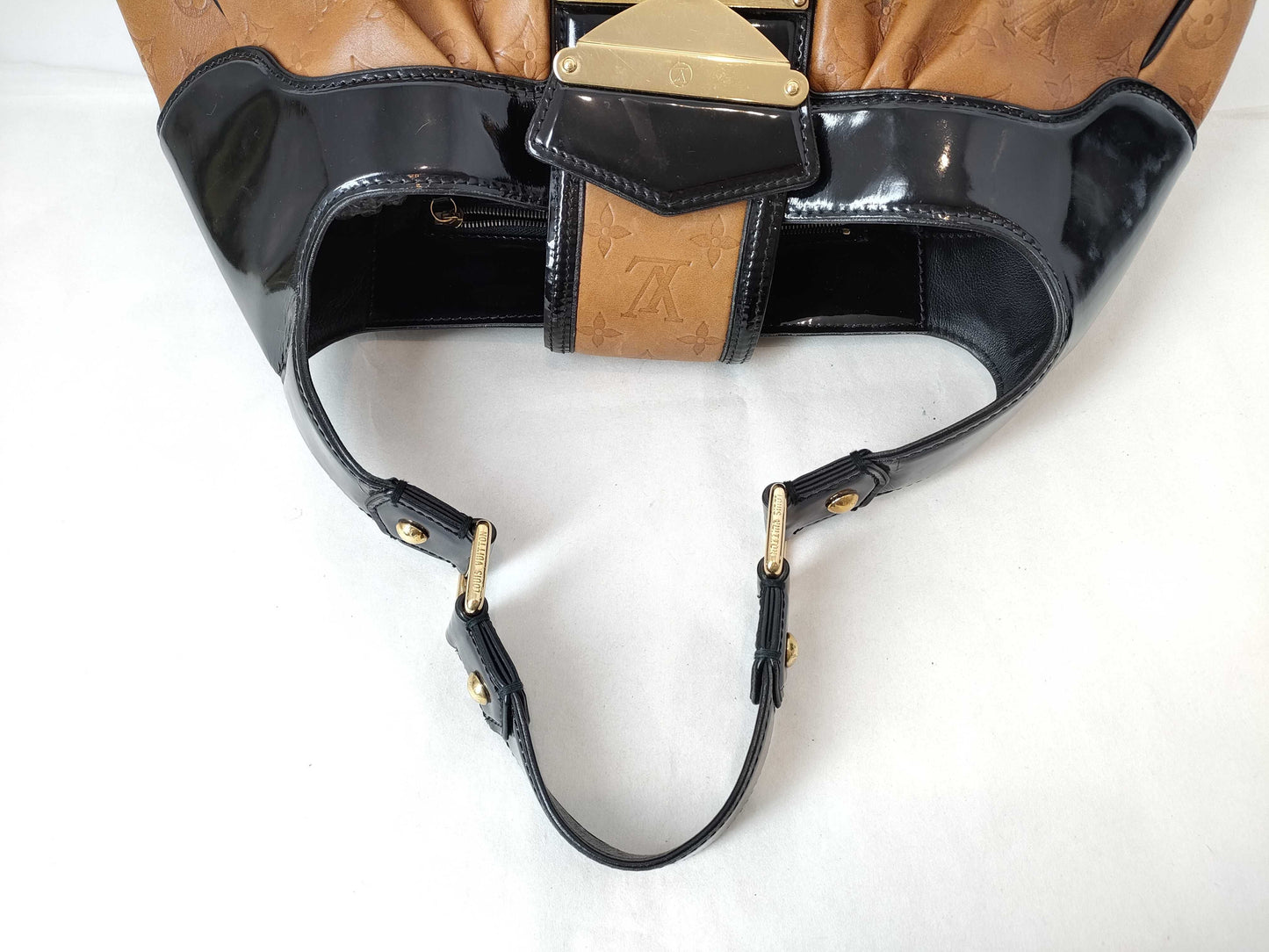 LOUIS VUITTON Monogram Embossed Bolly Black/Brown Handbag M95295 AR0086