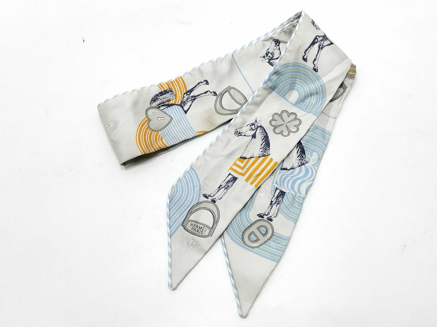 HERMES Twilly Hermès Twilly Garde Robe Pop Silk Argento x Multicolor Scarf