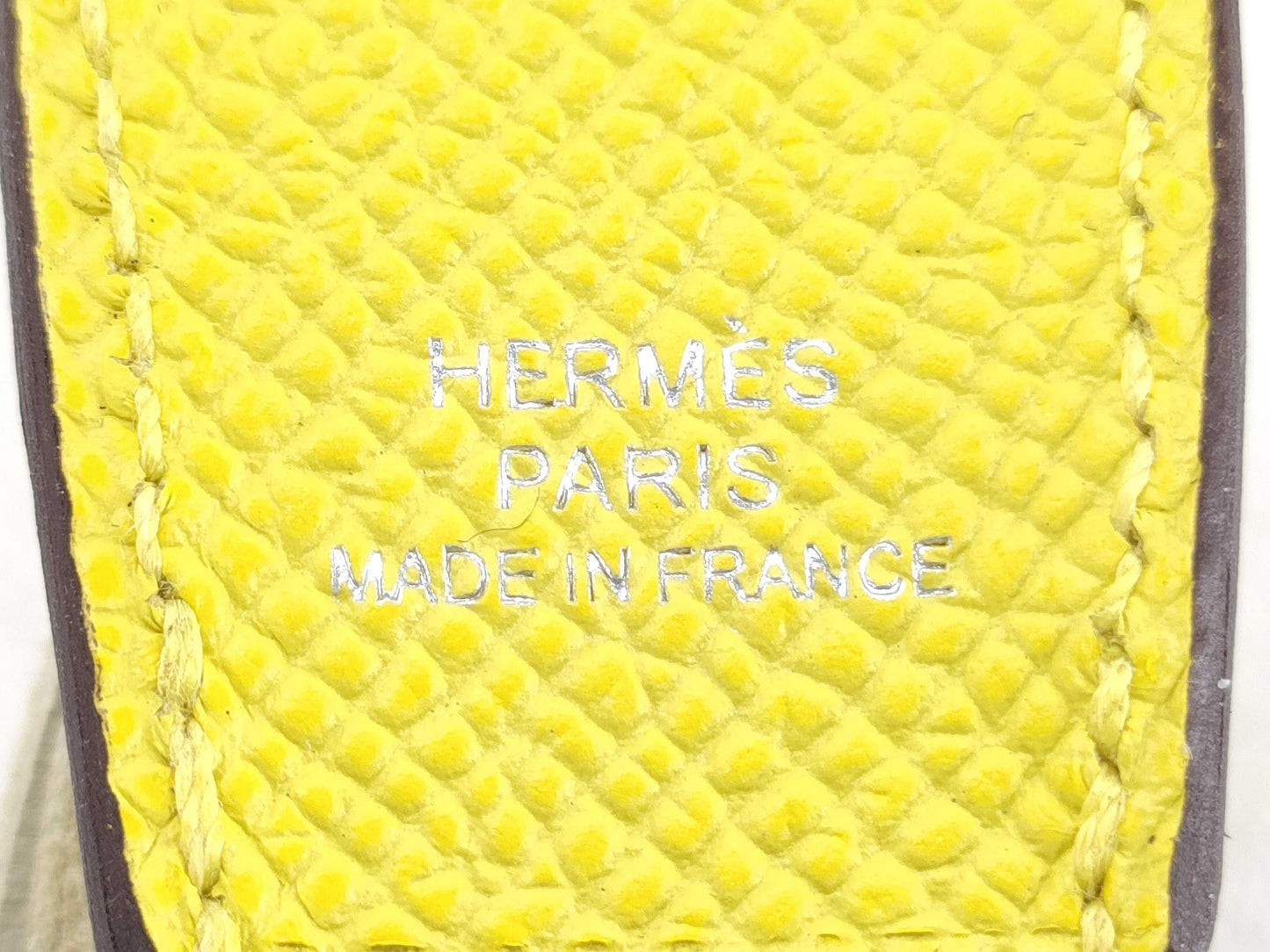 HERMES Poisson Charm Epsom x Anjou Milo Jaune Naples x Clé x Vert Cricket K Stamp Charm