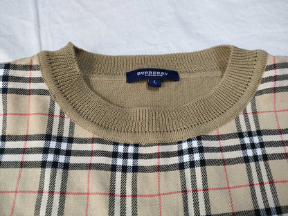 BURBERRY Novacheck Short Sleeve T-Shirt Women's Wool x Acrylic Beige #L Top
