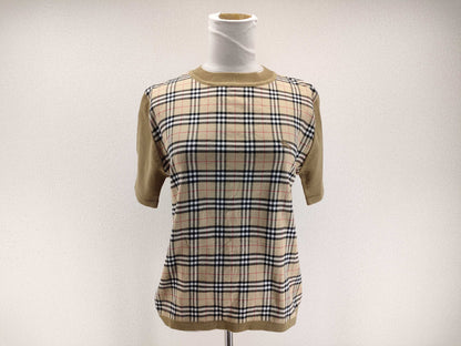 BURBERRY Novacheck Short Sleeve T-Shirt Women's Wool x Acrylic Beige #L Top
