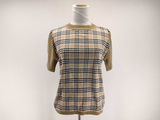 BURBERRY Novacheck Short Sleeve T-Shirt Women's Wool x Acrylic Beige #L Top