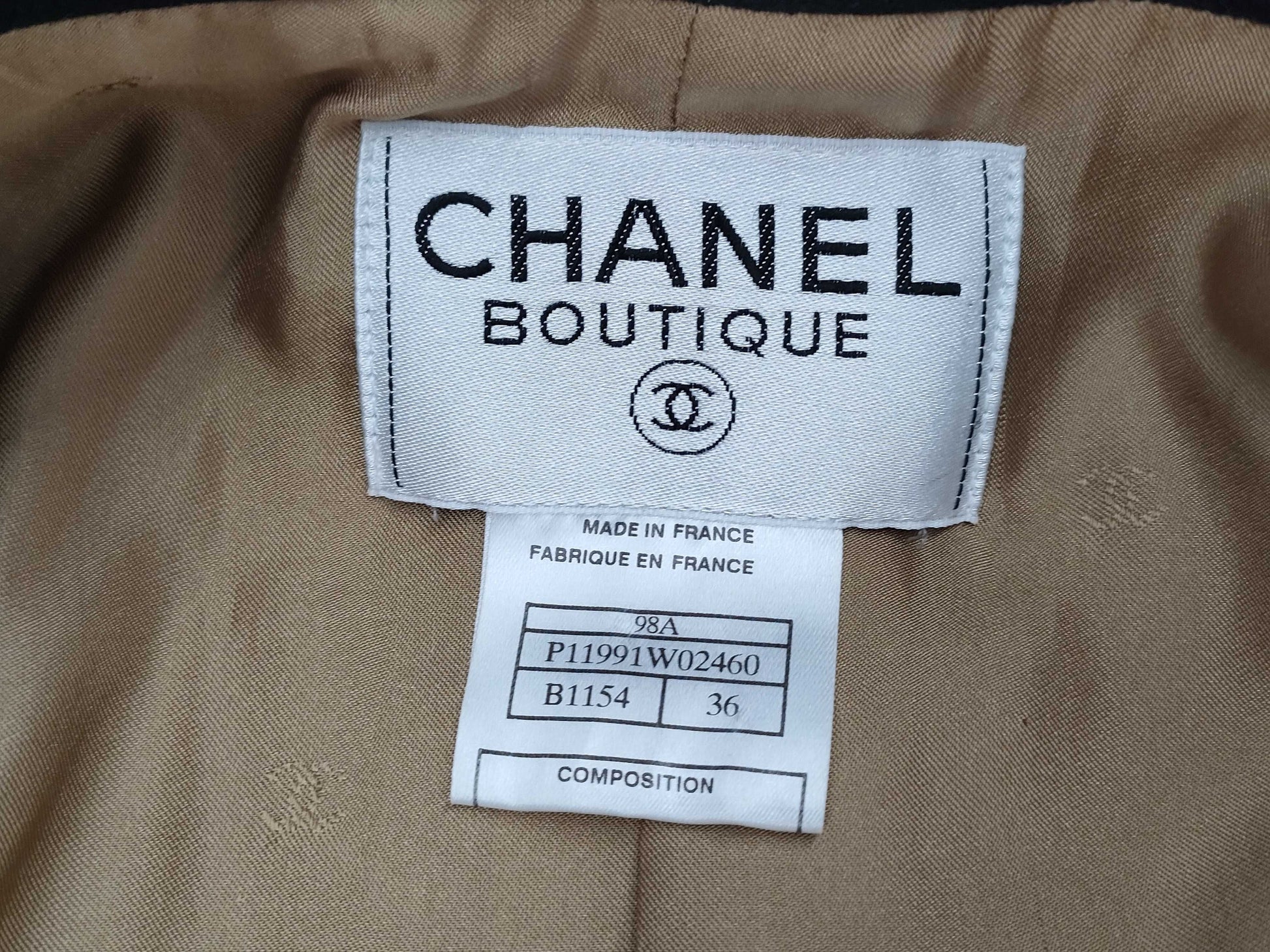 CHANEL Fall/Winter Wool Coat, Beige x Black, #36, 98A