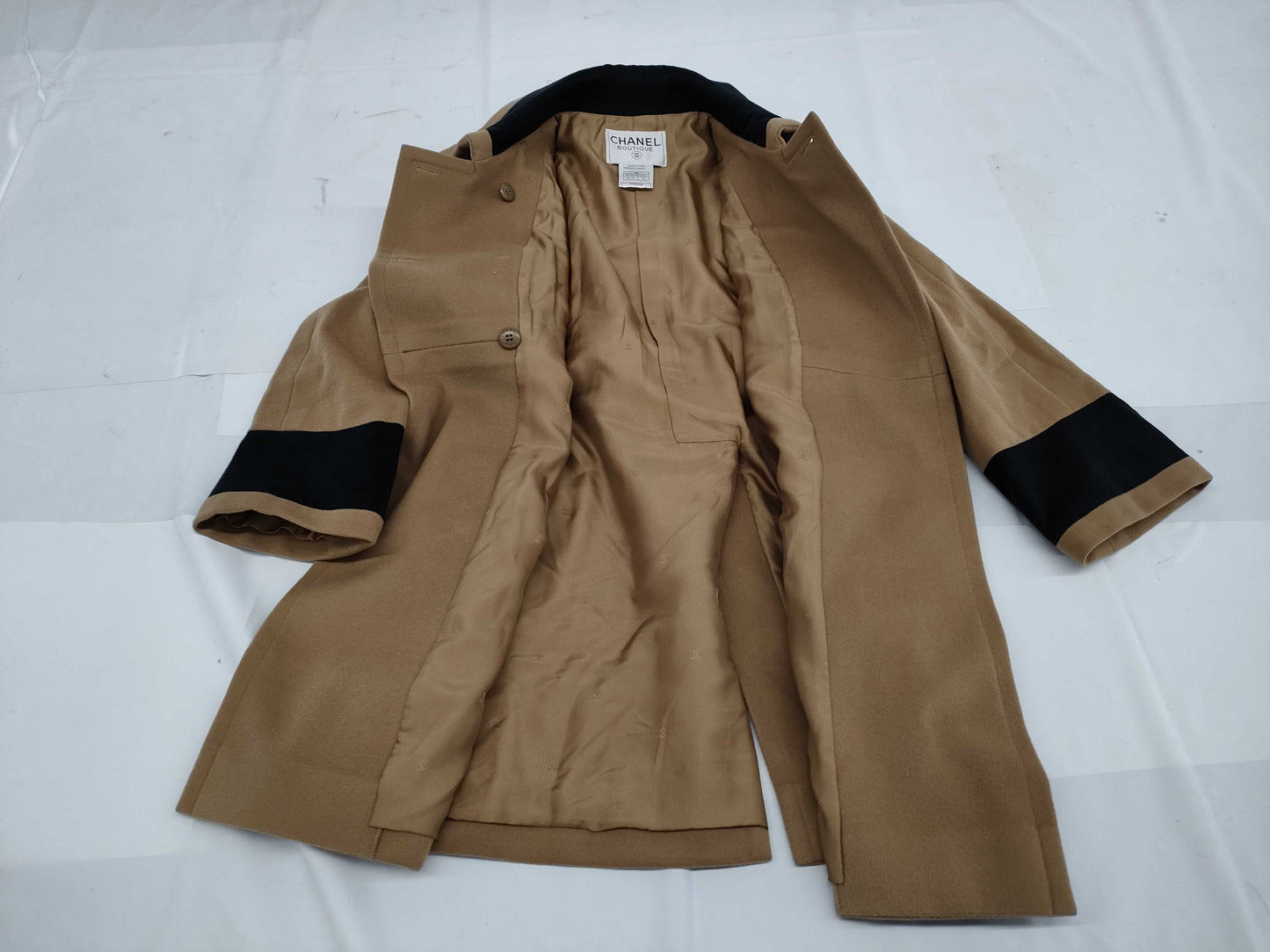 CHANEL Fall/Winter Wool Coat, Beige x Black, #36, 98A