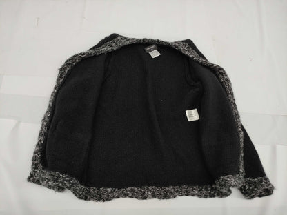 CHANEL Fall/Winter Knit Cardigan, Wool/Acrylic/Alpaca/Cashmere/Mohair/Nylon, Black/Gray, #38