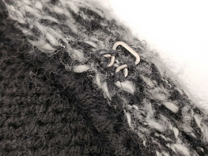 CHANEL Fall/Winter Knit Cardigan, Wool/Acrylic/Alpaca/Cashmere/Mohair/Nylon, Black/Gray, #38