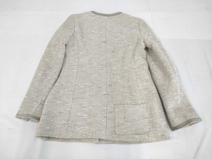 CHANEL Fall/Winter Tweed Jacket, Polyester/Rayon/Wool/Nylon, White/Silver, 99A Jacket
