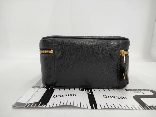 CHANEL Caviar Skin Black Vanity Bag