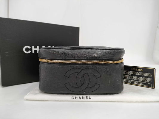 CHANEL Caviar Skin Black Vanity Bag