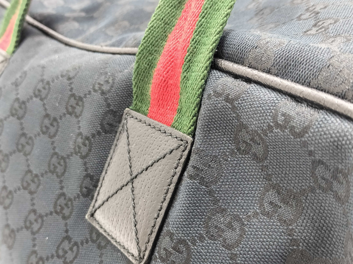GUCCI GG Canvas Boston Bag with Sherry Line Handles, GG Canvas, 153240 Boston Bag