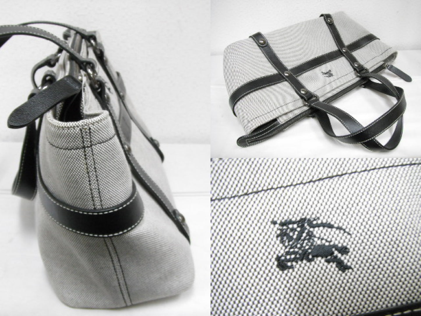 BURBERRY Blue Label Handbag Leather x Canvas Handbag